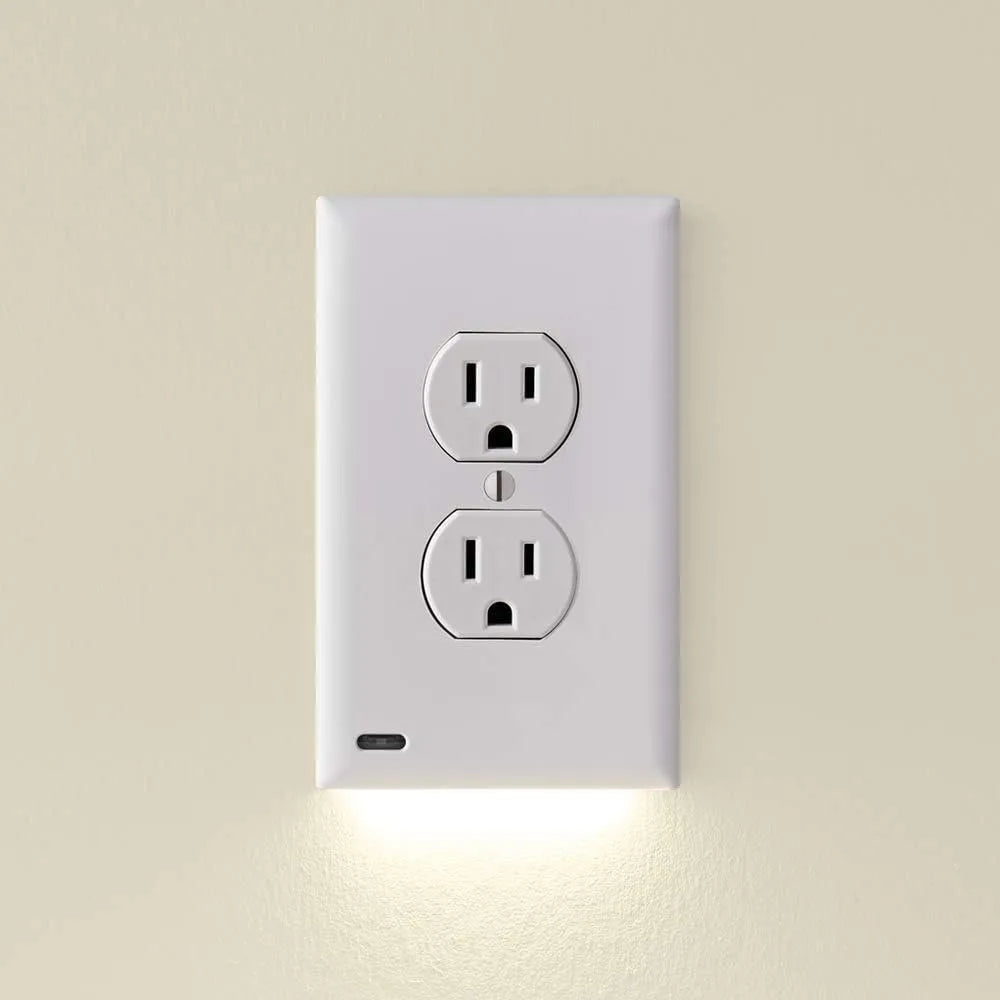 Replaces Plug-In Night Light - Electrical Receptacle Wall Plate With LED Night Lights Auto OnOff Sensor Wall Light Switch